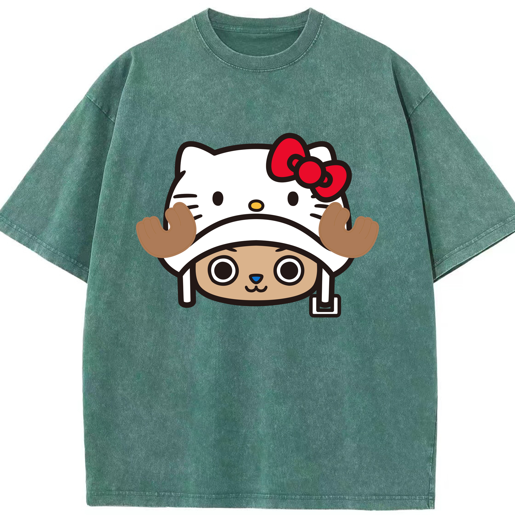 （画像用） Hello Kitty ハローキティ 綿100% ヴィンテージ風 半袖Tシャツ（フロントプリント）